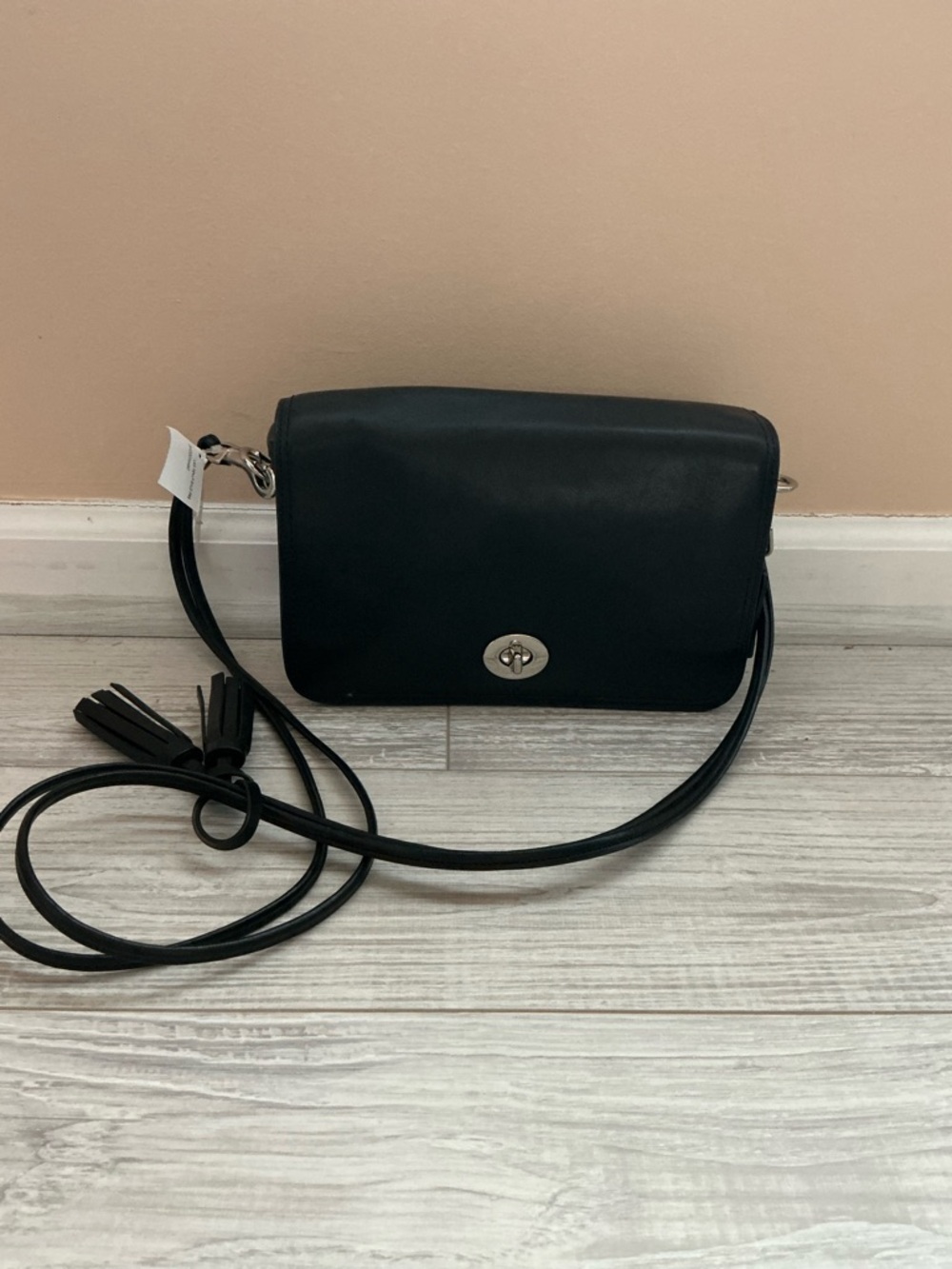 Coach Black Leather Turnlock Crossbody Bag